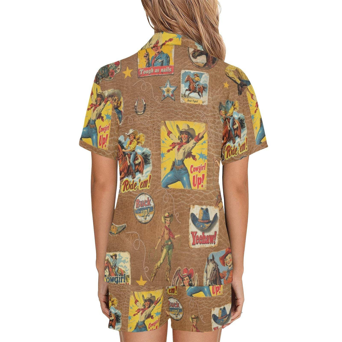 Baha Ranch Vintage Cowgirl Collage Pajama Set - Baha Ranch Western Wear - Flyclothing LLC