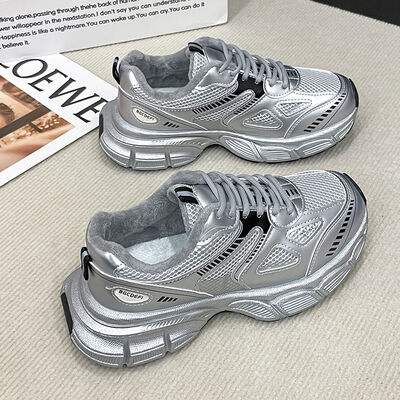 Lace Up Platform Athletic Shoes - Trendsi - Flyclothing LLC