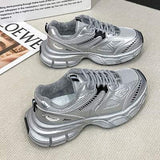 Lace Up Platform Athletic Shoes - Trendsi - Flyclothing LLC