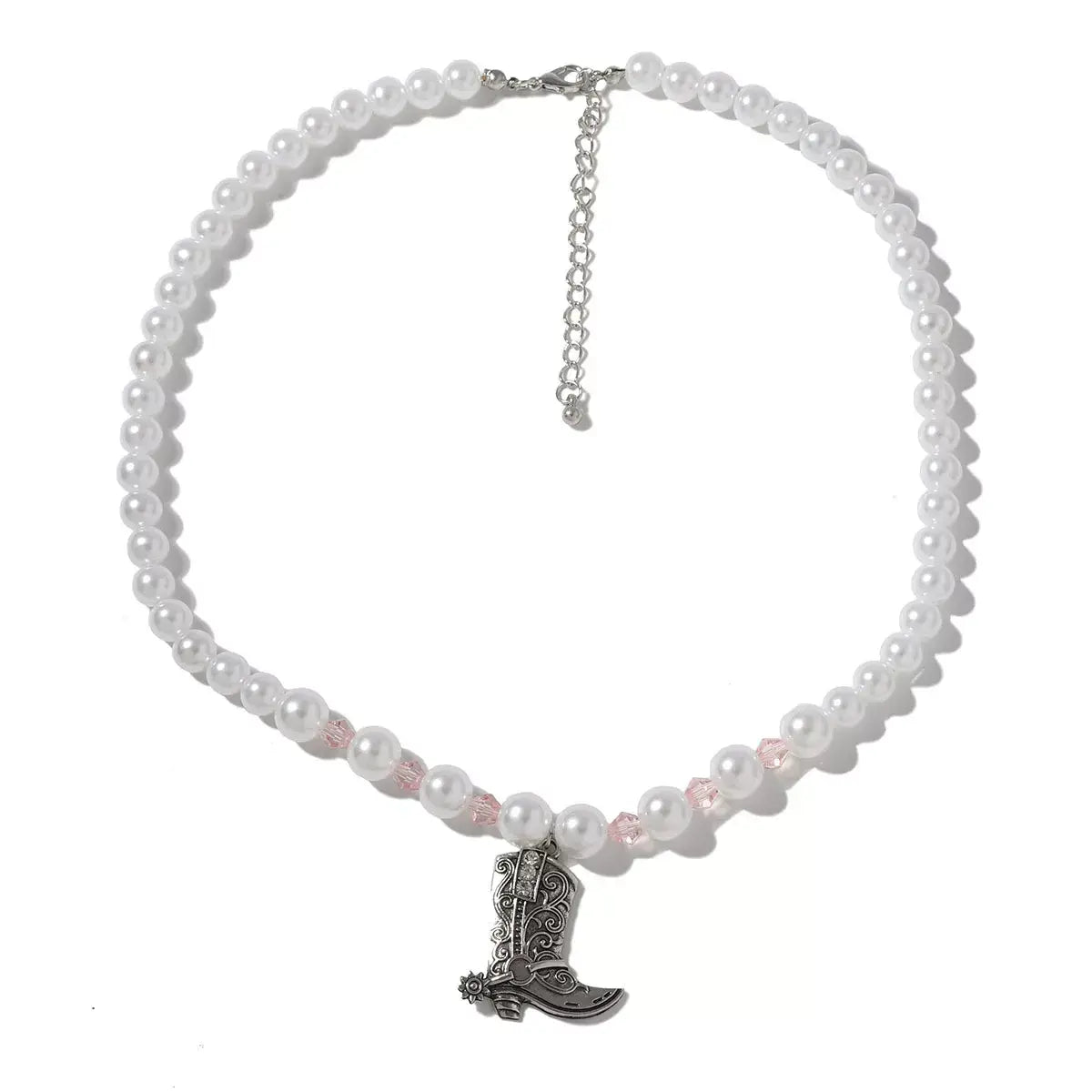 Pearl Beaded Cowboy Boot Necklace - Trendsi - Flyclothing LLC