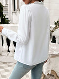 Textured Lace Detail Long Sleeve Shirt - Trendsi - Flyclothing LLC