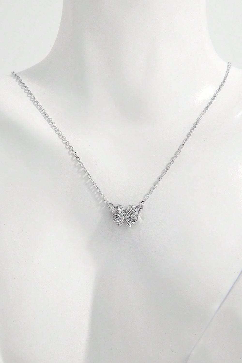 925 Sterling Silver Zircon Butterfly Pendant Necklace - Trendsi - Flyclothing LLC