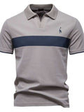 Men's Giraffe Embroidered Collared Neck Contrast Polo - Trendsi - Flyclothing LLC