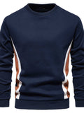 Men's Side Striped Contrast Round Neck Sweatshirt - Trendsi - Flyclothing LLC