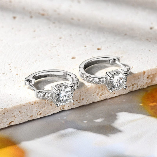 2.36 Carat Moissanite Zircon 925 Sterling Silver Hoop Earrings - Trendsi