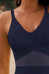 Drawstring Ruched V-Neck One-Piece Swimwear - Trendsi - Flyclothing LLC