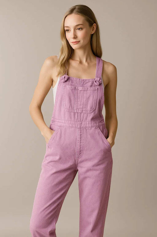 Zenana Washed Knot Strap Relaxed Fit Overalls - Trendsi - Flyclothing LLC