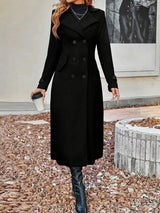 Full Size Double-Breasted Longline Trench Coat Plus Size - Trendsi - Flyclothing LLC
