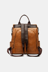 PU Leather Large Backpack Bag - Trendsi