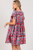 SAGE + FIG Floral Button Down Short Sleeve Mini Dress - Trendsi