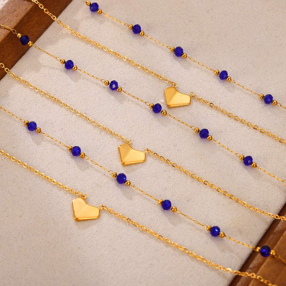 Titanium Steel Section Crystal Double-Layered Necklace - Trendsi - Flyclothing LLC