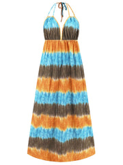 Tie-Dye Halter Neck Sleeveless Dress Trendsi