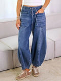 Tied Wide Leg Jeans - Trendsi