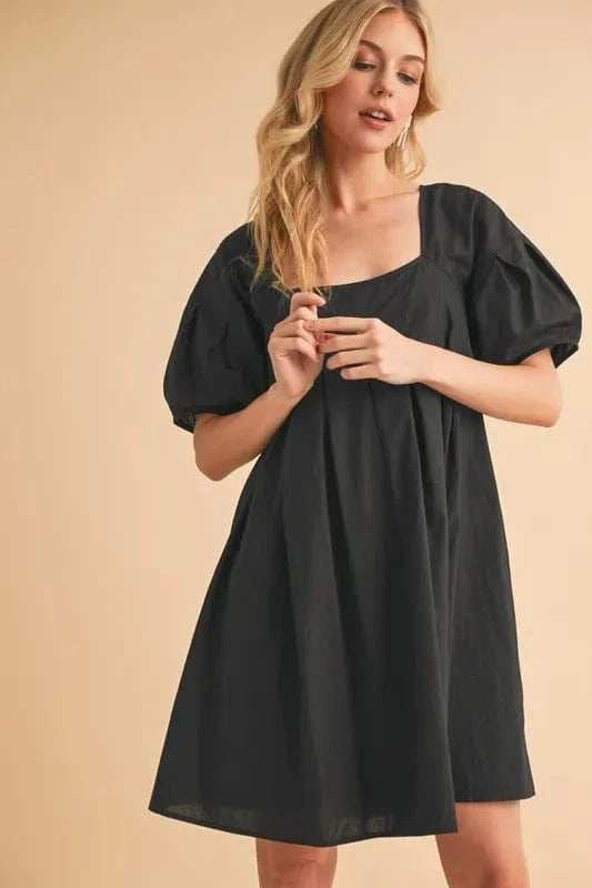 Aemi + Co Square Neck Babydoll Dress with Pockets - Trendsi - Flyclothing LLC