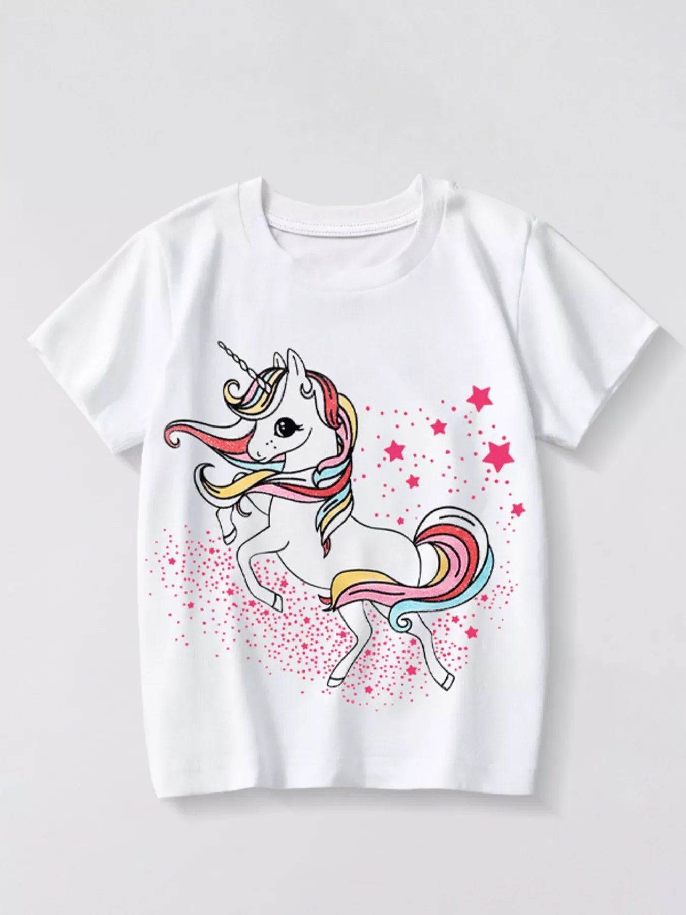 Children's Unicorn Graphic Short Sleeve T-Shirt - Trendsi - Flyclothing LLC