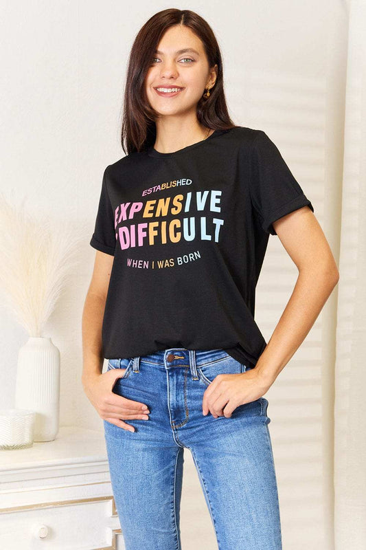 Simply Love Slogan Graphic Cuffed Sleeve T-Shirt - Trendsi - Flyclothing LLC
