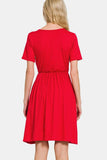 Zenana Surplice Short Sleeve Brushed DTY Dress - Trendsi