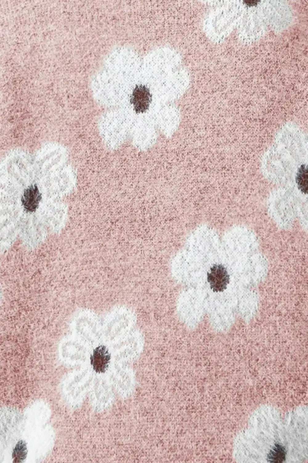 Flower Half Zip Long Sleeve Sweater - Trendsi - Flyclothing LLC