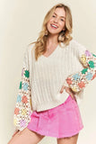 ADORA Multicolor Sleeve Knit Top - Trendsi