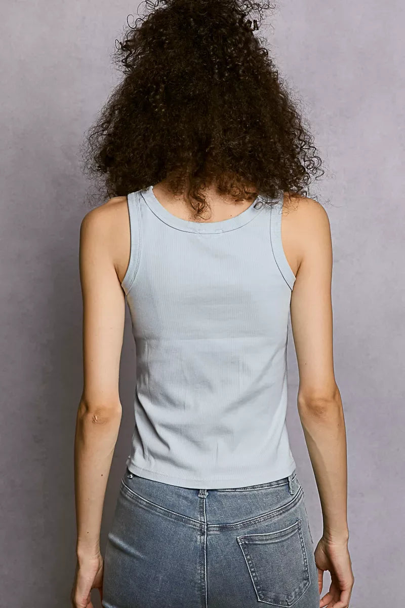 POL Round Neck Ribbed Tank - Trendsi - Flyclothing LLC