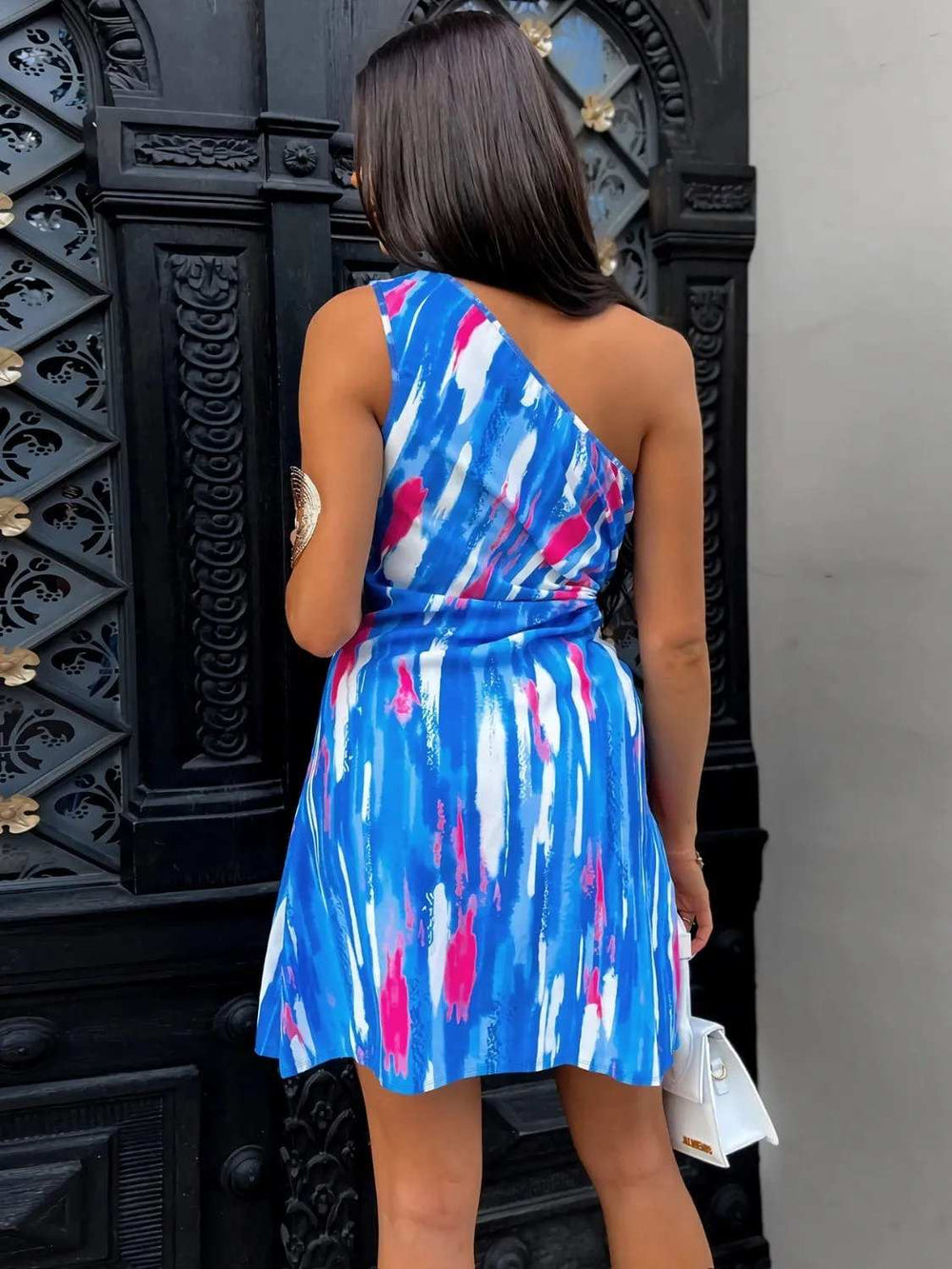 Cutout Printed Sleeveless Mini Dress - Trendsi - Flyclothing LLC