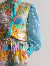 Printed Button Up Shirt and Shorts Set - Trendsi - Flyclothing LLC