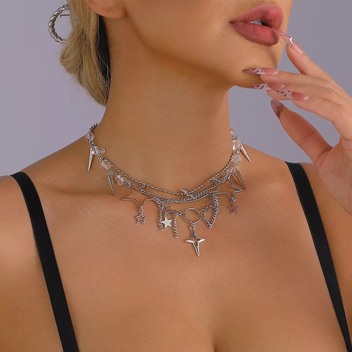 Gothic Star and Cross Charm Choker Necklace - Trendsi - Flyclothing LLC