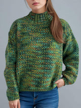 Heathered Turtleneck Dropped Shoulder Sweater - Trendsi - Flyclothing LLC