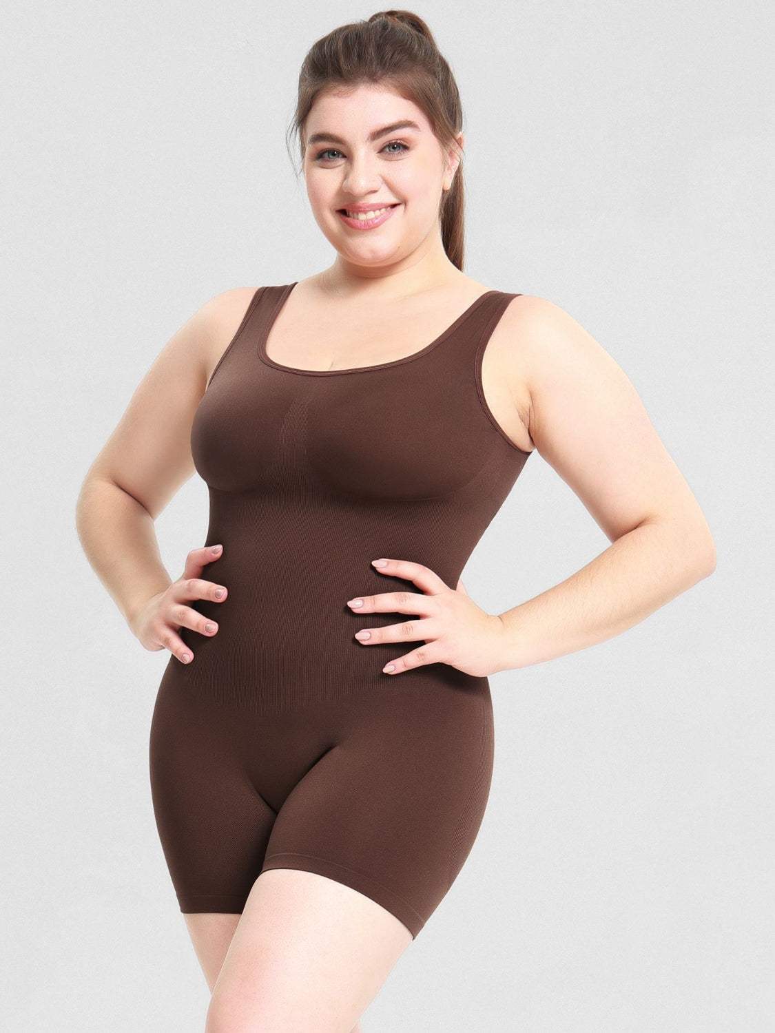 Scoop Neck Wide Strap Shaping Romper - Trendsi - Flyclothing LLC