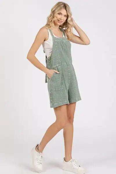 Mittoshop Textured Knotted Wide Strap Overalls - Trendsi - Flyclothing LLC