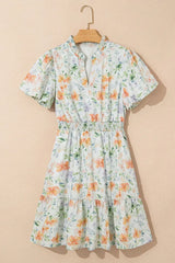 Frill Notched Puff Sleeve Dress - Trendsi - Flyclothing LLC