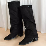 Point Toe Block Heels Boots - Trendsi - Flyclothing LLC