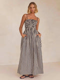 Smocked Striped Square Neck Cami Dress - Trendsi - Flyclothing LLC