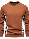 Men's Side Striped Contrast Round Neck Sweatshirt - Trendsi - Flyclothing LLC