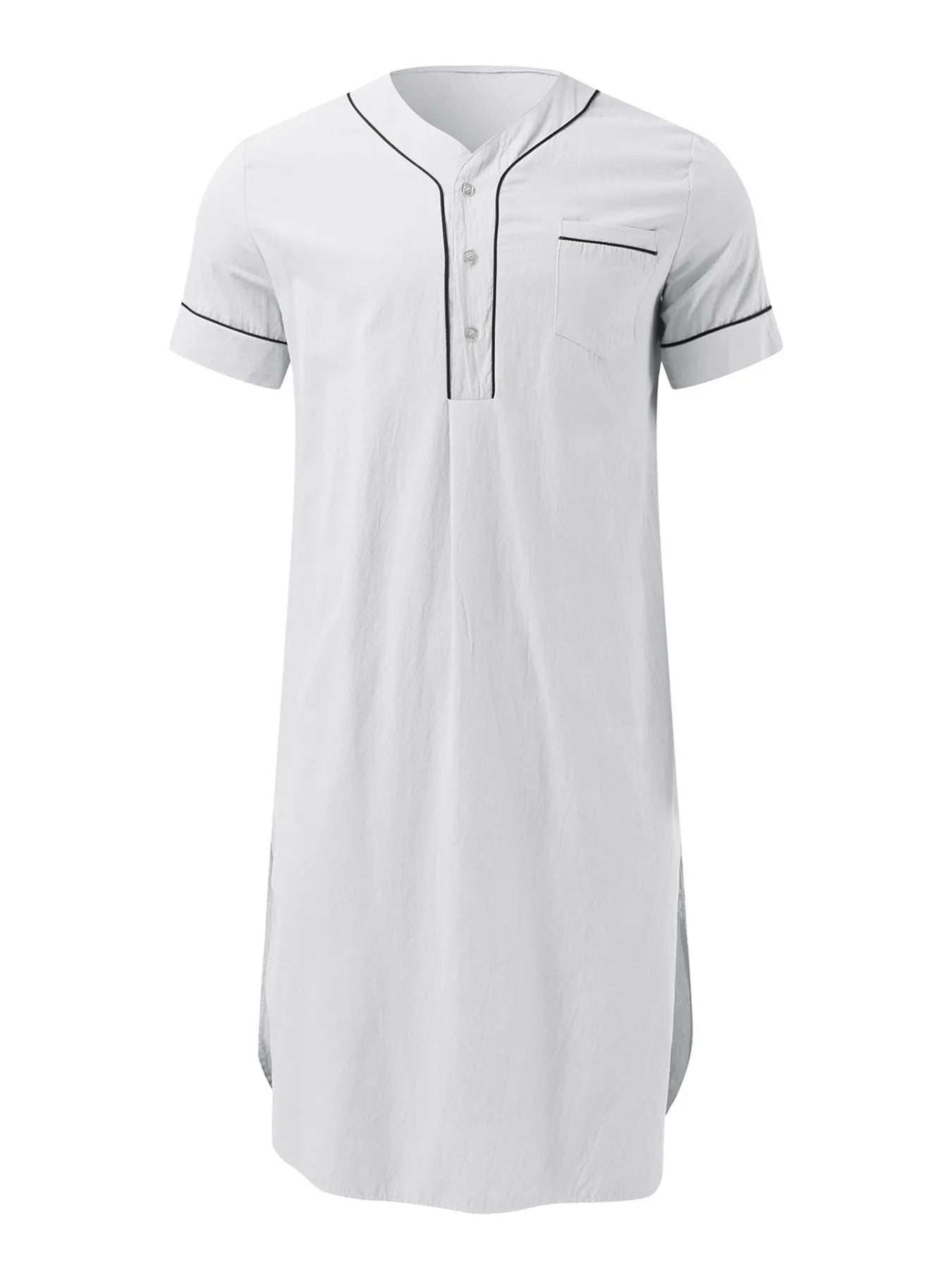 Men's Full Size Button Detail Short Sleeve Lounge Dress Plus Size - Trendsi - Flyclothing LLC