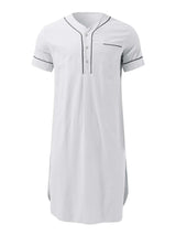 Men's Full Size Button Detail Short Sleeve Lounge Dress Plus Size - Trendsi - Flyclothing LLC