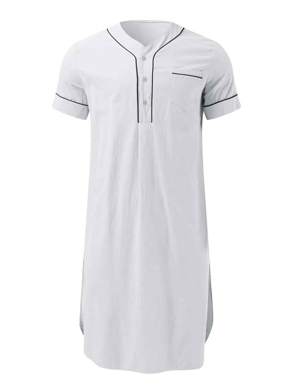 Men's Full Size Button Detail Short Sleeve Lounge Dress Plus Size - Trendsi - Flyclothing LLC