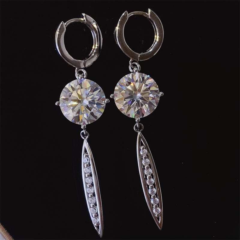 10 Carat Moissanite 925 Sterling Silver Earrings - Trendsi - Flyclothing LLC