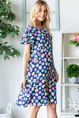 Heimish Full Size Floral Ruffled Short Sleeve Dress with Pockets - Trendsi - Flyclothing LLC