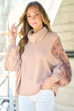 Hailey & Co Leopard Sleeve Color Block Knit Top - Trendsi