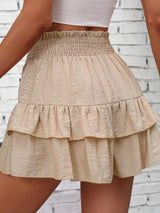 Smocked Layered Shorts - Trendsi - Flyclothing LLC