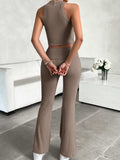 Ribbed Round Neck Tank and Pants Set - Trendsi - Flyclothing LLC