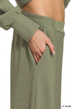 Zenana Ribbed High Neck Half Zip Pullover & Pants Set - Trendsi - Flyclothing LLC