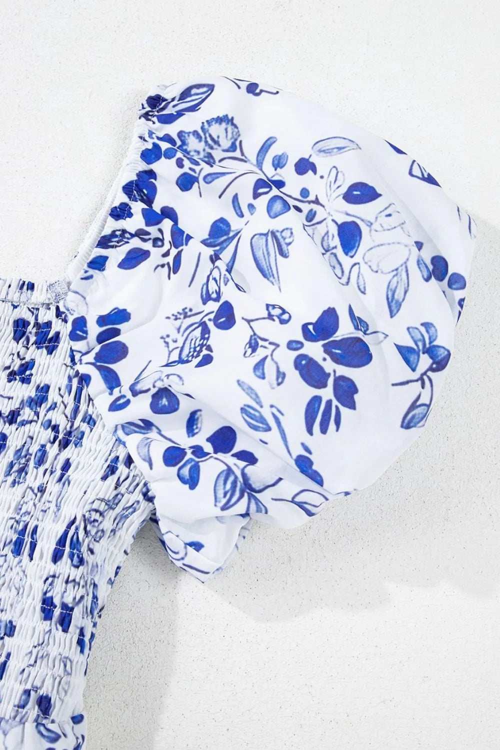 Smocked Printed Square Neck Puff Sleeve Dress - Trendsi - Flyclothing LLC