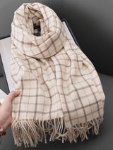 Classic Plaid Fringe Scarf - Trendsi - Flyclothing LLC
