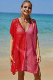 Double Take Openwork Contrast Slit Knit Cover Up - Trendsi - Flyclothing LLC