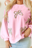 Bow Round Neck Long Sleeve Sweatshirt - Trendsi - Flyclothing LLC