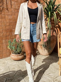 Lapel Collar Long Sleeve Blazer - Trendsi