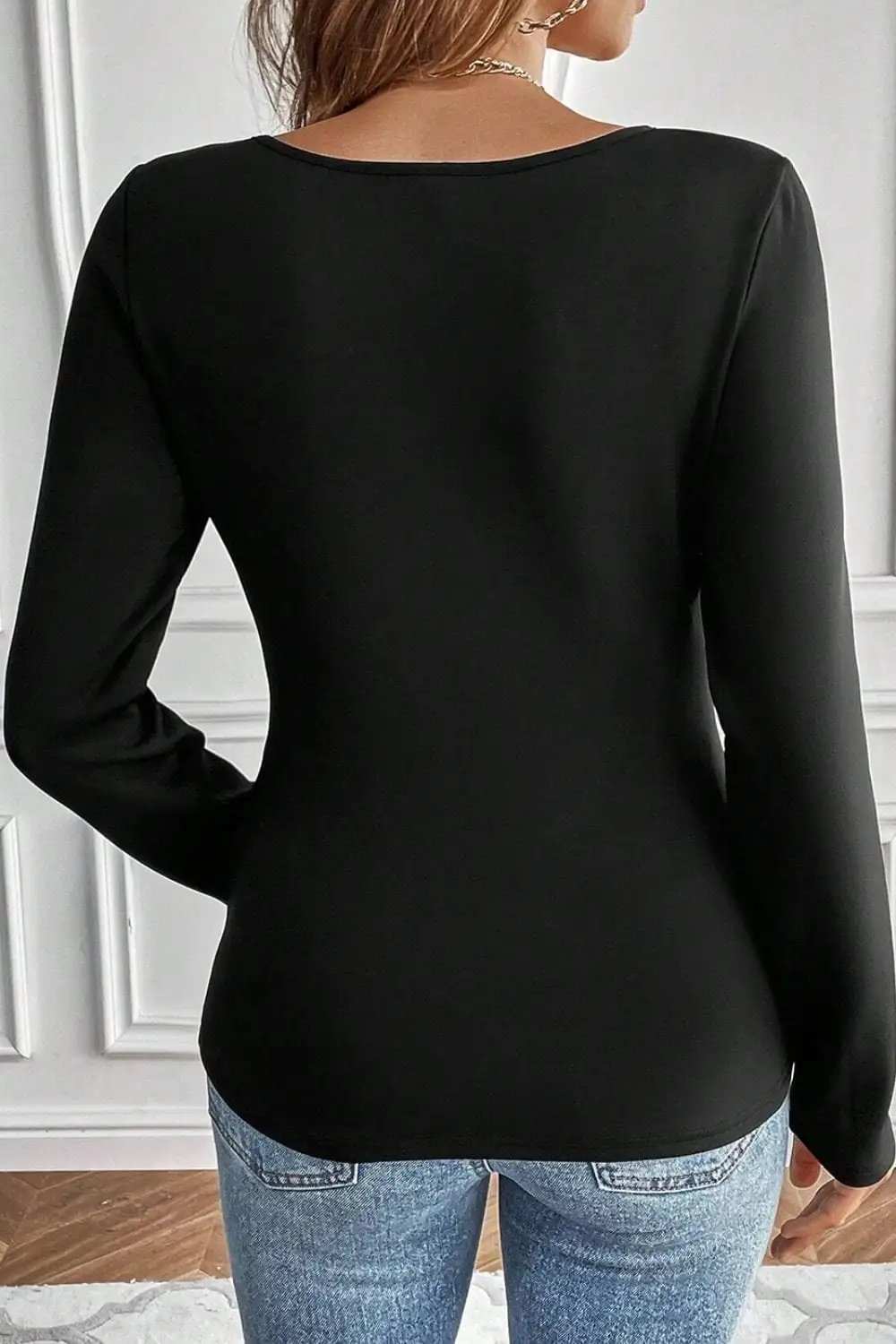 Round Neck Long Sleeve Top - Trendsi - Flyclothing LLC
