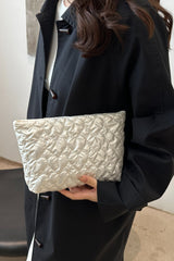 Ruched Heart Clutch with Zipper - Trendsi